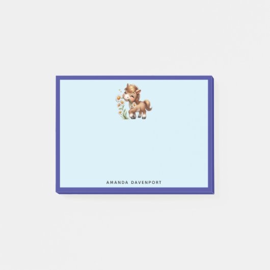 Post-it® Mignonne Pony Mange Manger Des Marguerites (Devant)