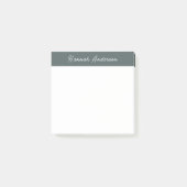 Post-it® Mignonne Simple Charcoal Green Monogramme Nom comp (Devant)