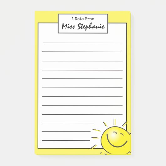 Post-it® Mignonne Sunshine Face Sourire de l'enseignant (Devant)