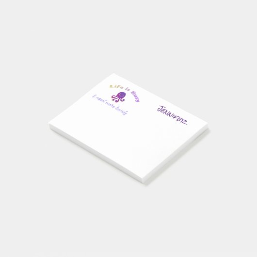 Post-it® Mignonne Violet Octopus LA VIE EST BUSSE (Incliné)