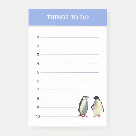 Post-it® Mignons manchots et choses à faire modifiables (Devant)