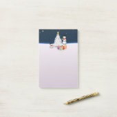 Post-it® Mignons neigeurs avec sapin de Noël (Sur un bureau)