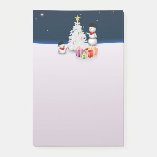 Post-it® Mignons neigeurs avec sapin de Noël (Devant)
