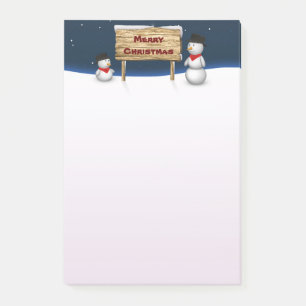 Post-it® Mignons Snowmen souhaitant Joyeux Noël