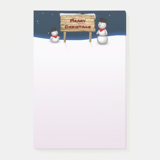 Post-it® Mignons Snowmen souhaitant Joyeux Noël (Devant)