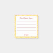 Post-it® Mignons Soleil Souriant Avec Coeurs Nom De L'Ensei (Devant)