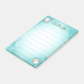 Post-it® Mignons souris blanches sur bleu turquoise et blan (Incliné)