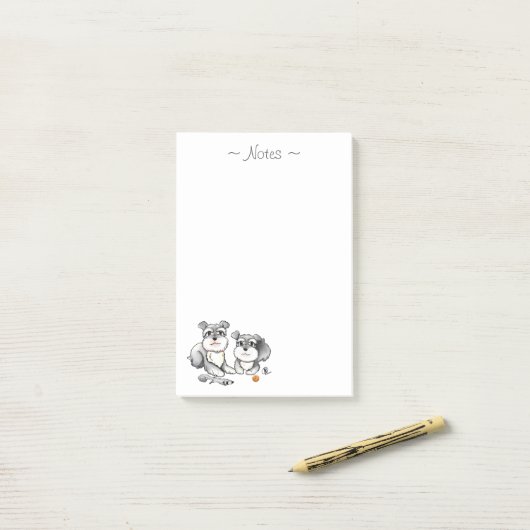 Post-it® Mini bloc - notes de Schnauzer (Sur un bureau)