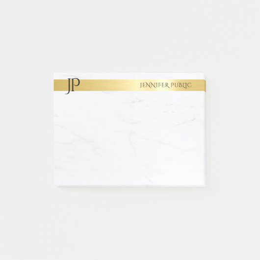 Post-it® Mini Modèle Or Et Marbre Élégant Moderne (Devant)