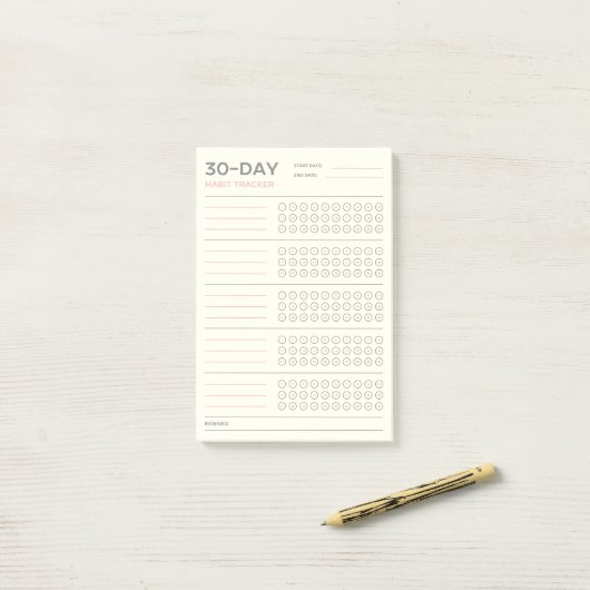 Post-it® Minimal 30 Day Challenge Habit Tracker Design (Sur un bureau)