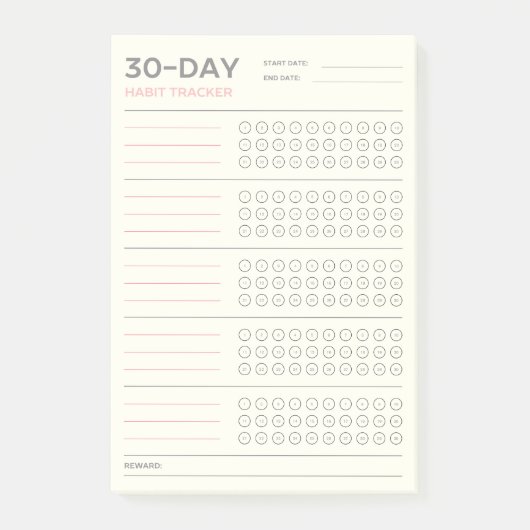 Post-it® Minimal 30 Day Challenge Habit Tracker Design (Devant)