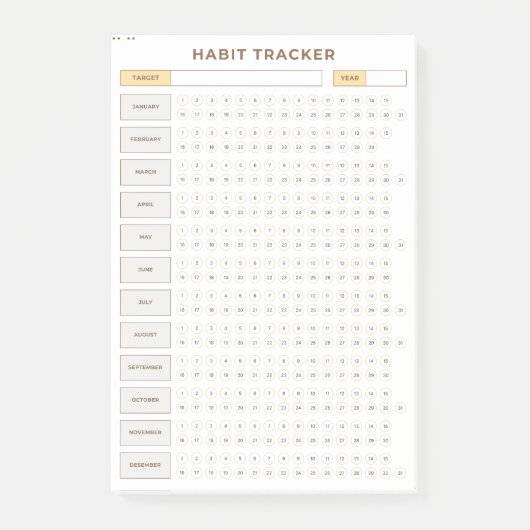 Post-it® Minimal Habit Tracker Beige Grid Design (Devant)