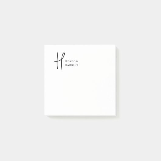 Post-it® Minimal Monogram Black and White Custom Name Year (Devant)
