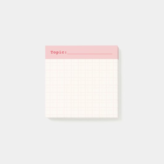 Post-it® Minimalist HandDrawn Grid Topic Header Ballet Pink (Devant)