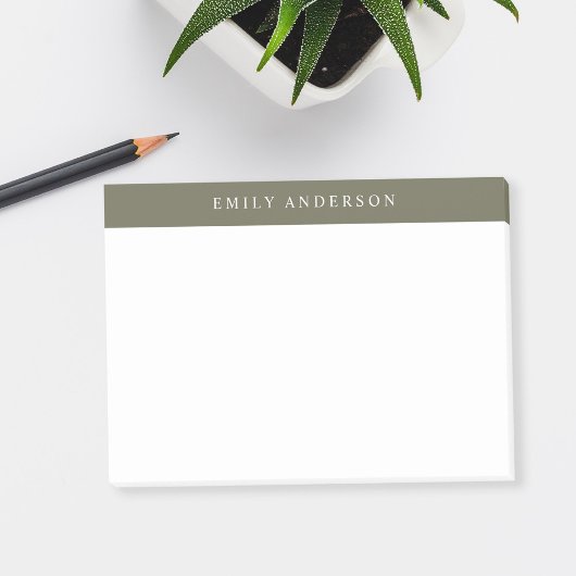 Post-it® Minimalist Olive Green Elegant Monogram