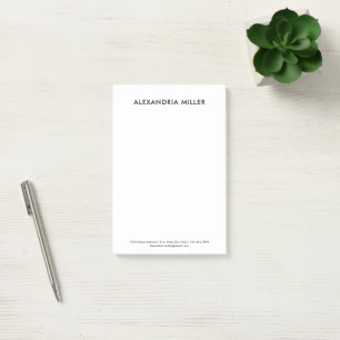 Post-it® Minimaliste noir blanc personnalisé 4x6