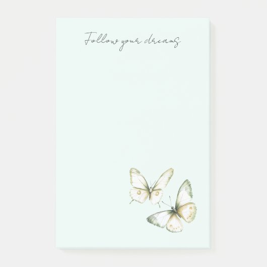 Post-it® Mint Green White Butterflies (Devant)