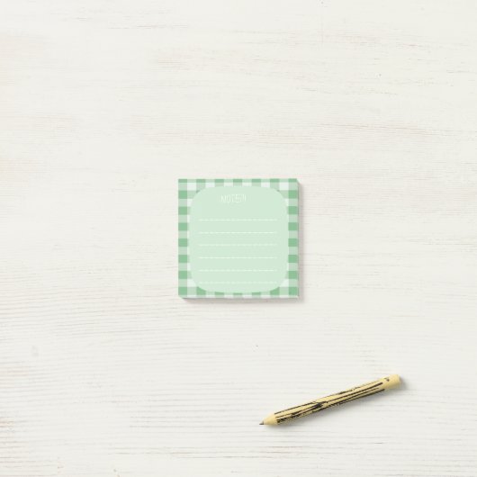 Post-it® Mint Plaid Note Design (Sur un bureau)