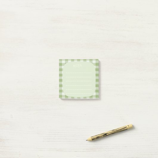Post-it® Mint Plaid Note Design (Sur un bureau)