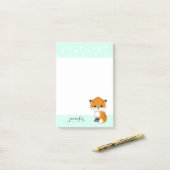 Post-it® Mint Woodland Fox Heart Publier la note (Sur un bureau)