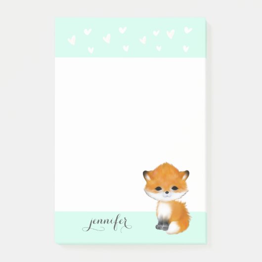 Post-it® Mint Woodland Fox Heart Publier la note (Devant)