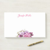 Post-it® Modèle chic de fleurs à l'aquarelle avec texte man (Sur un bureau)