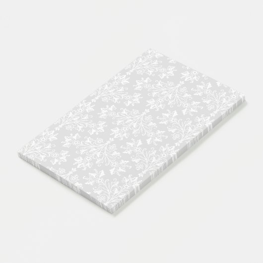 Post-it® Modèle Daisy Damask en blanc sur noir (Incliné)