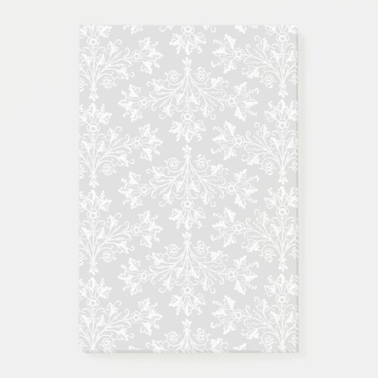 Post-it® Modèle Daisy Damask en blanc sur noir (Devant)