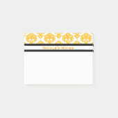 Post-it® Modèle Damas jaune et blanc Moderne Personnalisé (Devant)
