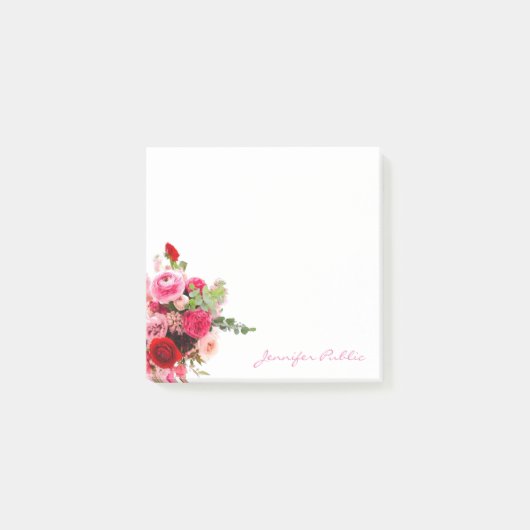 Post-it® Modèle d'aquarelle Chic manuscrit Roses (Devant)