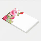 Post-it® Modèle d'aquarelle couleur Rose blanc personnalisé (Incliné)