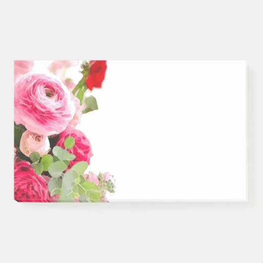 Post-it® Modèle d'aquarelle couleur Rose blanc personnalisé (Devant)