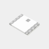 Post-it® Modèle de Damas gris 1 avec monogramme (Incliné)