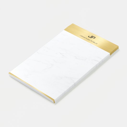 Post-it® Modèle de Marbre blanc d'or créatif moderne (Incliné)