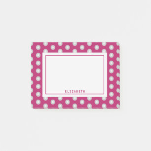 Post-it® Modèle de nom de point Polka rose profond