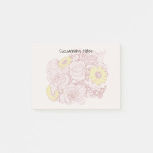 Post-it® Modèle d'illustration de bouquet contourné en terr