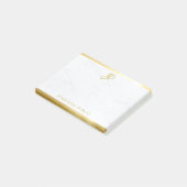 Post-it® Modèle en marbre Monogramme manuscrit or (Incliné)