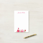 Post-it® Modèle Floral Aquarelle rose rouge roses Script (Sur un bureau)