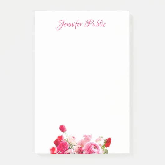 Post-it® Modèle Floral Aquarelle rose rouge roses Script (Devant)