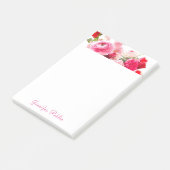 Post-it® Modèle Floral Aquarelle Roses Nom du script à la m (Incliné)