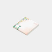 Post-it® Modèle post-it pastel crème fleurie paon note (Incliné)