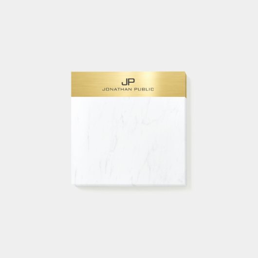 Post-it® Modèle simple élégant en marbre blanc et or (Devant)