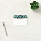 Post-it® Modèle turquoise Aqua Black Damask Moderne Personn (Bureau)