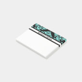 Post-it® Modèle turquoise Aqua Black Damask Moderne Personn (Incliné)