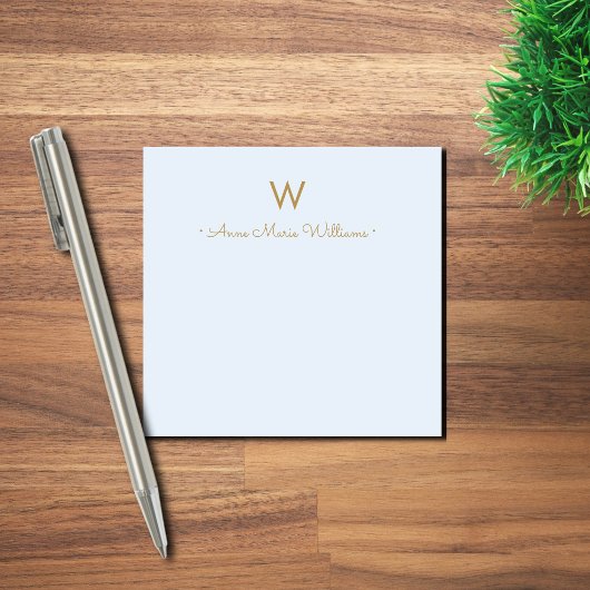 Post-it® Modern Blue Gold Script Monogram
