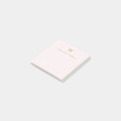 Post-it® Modern Blush Pink Gold Script Monogram (Incliné)