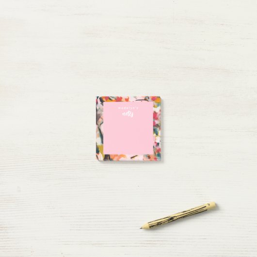 Post-it® Modern Botanical Abstract Art Pink (Sur un bureau)