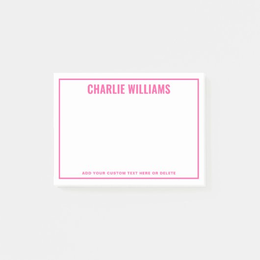 Post-it® Modern bright pink name border (Devant)