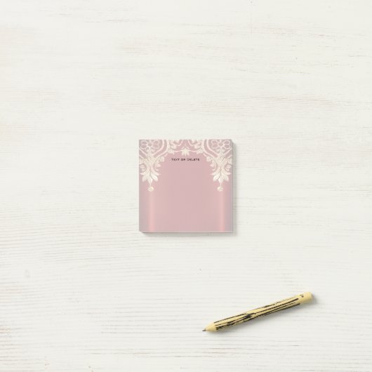 Post-it® Modern Gold Red Floral Post it Notes (Sur un bureau)