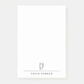 Post-it® Modern Monogram Name Professional Plain Minimalist (Devant)